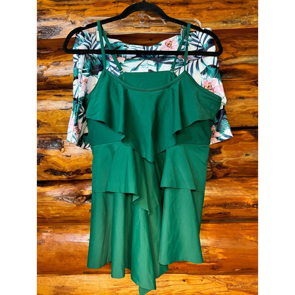 Tropical Palm Leaves Two-Piece‎ Tankini Set Size 18